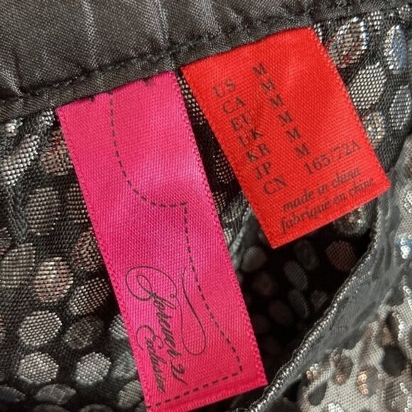 METALLIC Silver Black Polka Dots Mini Full Skirt - Picture 10 of 11